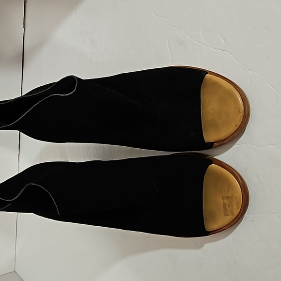 Ugg black suede open toe shooting zip back - Picture 5 of 9